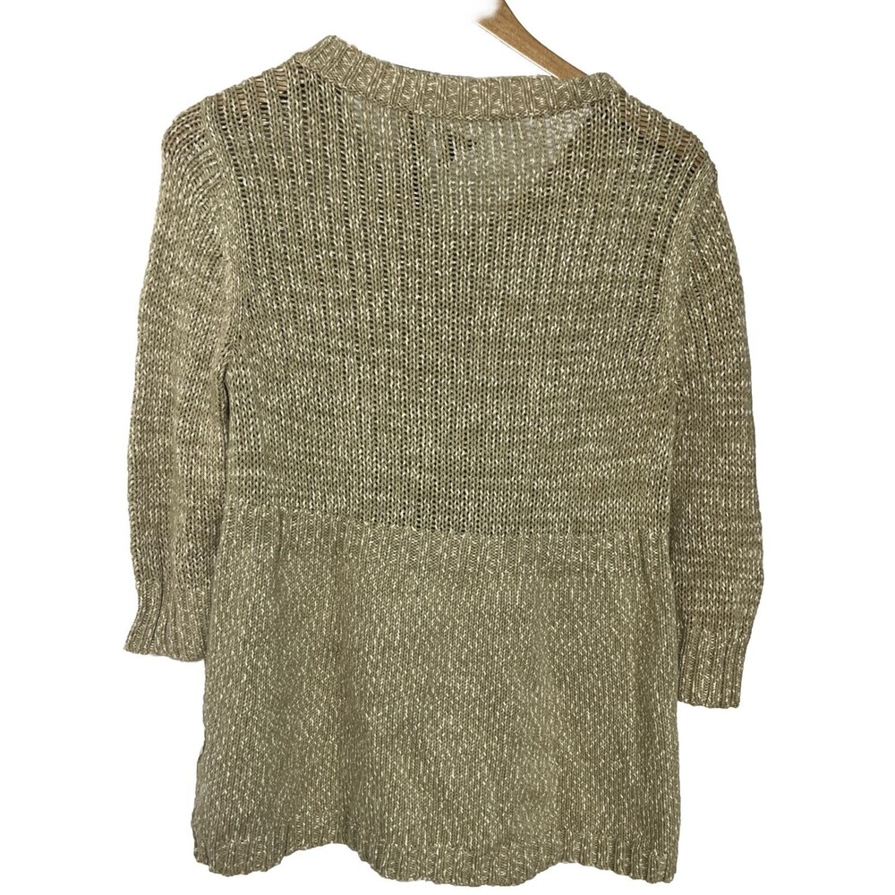 Eileen Fisher Sweater Cardigan Button Up Olive Beige Cotton Small Cottage Core - Picture 2 of 4